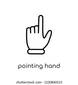 Pointing hand icon. Trendy modern flat linear vector Pointing hand icon on white background from thin line Hands and guestures collection, editable outline stroke vector illustration