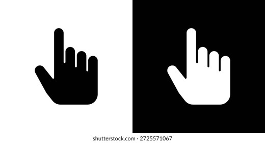 Icono de la mano que apunta en estilo lineal delgado del movimiento de moda.