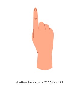 The pointing hand icon. Vector illustration with a gesture on a white background. A hand with an index finger. Touch, tap, or click