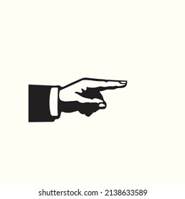 Pointing hand isolated on white. Hand Vector illustration for advertising banners. 