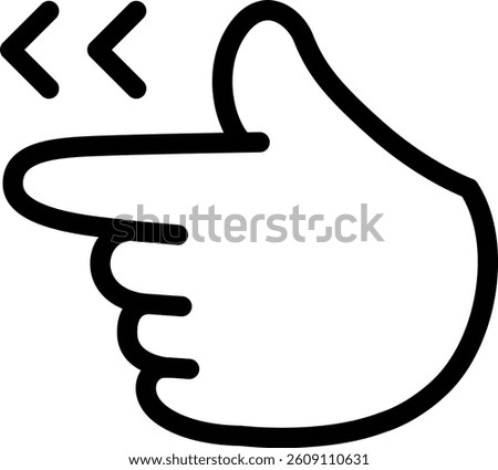 Pointing hand Left, index finger, click button Left Cute Cartoon Hand Logo Icons Outline Black color, Chubby finger emoji sticker sign symbol, editable stroke.