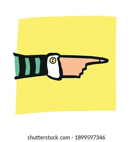 pointing hand original simple hand drawing converted to vector and colored