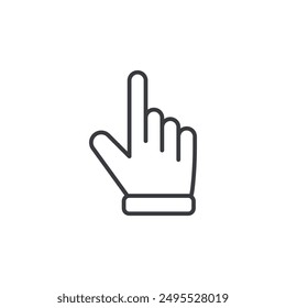 Pointing hand outlined icon isolated on white background