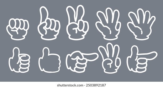 Pointing hand sign mark set illustration