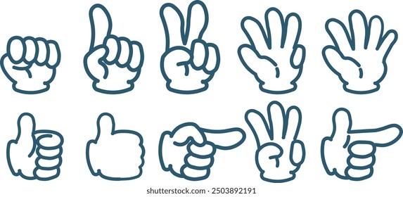 Pointing hand sign mark set illustration