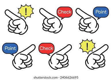 pointing hand sign set , vector illustration