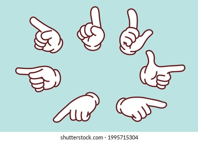 Pointing hand sign variation set, vector illustration