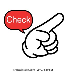 pointing hand sign, vector illustration