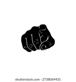 Pointing Hand Silhouette Vector. Index Finger Gesture Black Silhouette. Hand Pointing Forward Clip Art Illustration.
