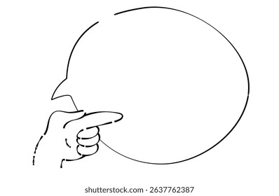pointing hand with simple speech balloon illustration