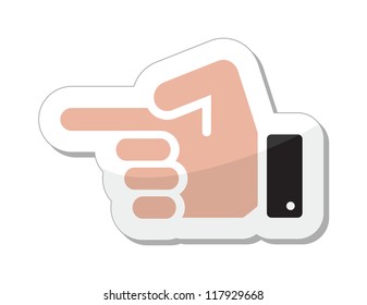 Pointing hand vector icon as label