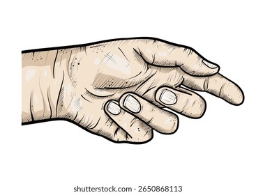 Mão apontando - ilustração vetorial
