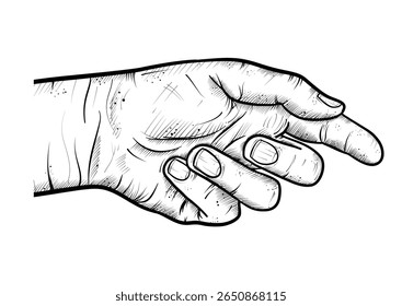 Mão apontando - ilustração vetorial