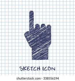 pointing hand vector sketch icon 