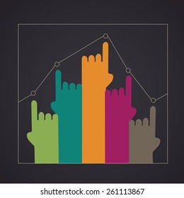 Pointing Hands Infographic Chart. EPS 10 vector illustration for ad, promotion, poster, flier, blog, article, social media, marketing, presentations, slide show, infographic