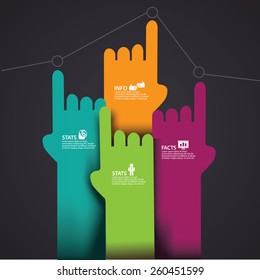 Pointing Hands Infographic Element. EPS 10 vector royalty free stock illustration for ad, promotion, poster, flier, blog, article, social media, marketing, presentations, slide show, infographic