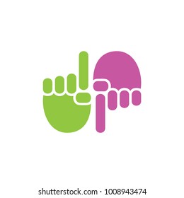 pointing hands opposite direction symbol vector