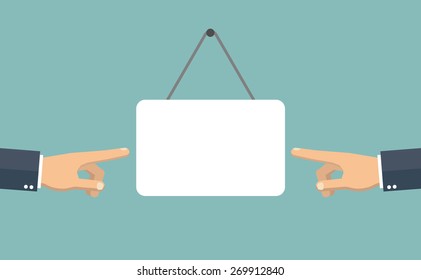Pointing hands and signboard