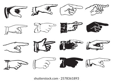 Pointing hands vector set. Pointing symbols.