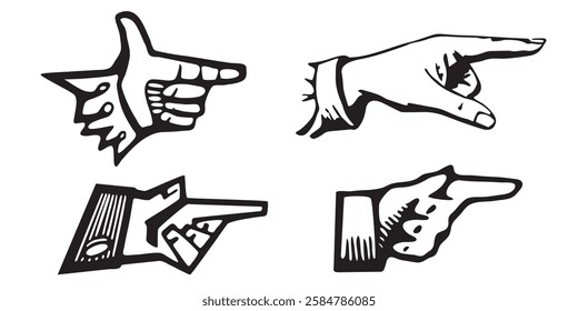Pointing hands vector set. Pointing symbols.