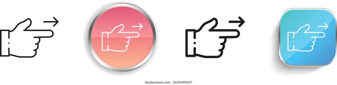 pointing icon. Thin Linear, Regular and Button Style Design Isolated On White Background