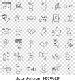 Pointing icons set. Outline style of 36 pointing vector icons for web for any design