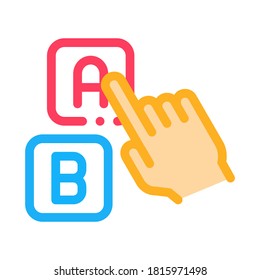 Vector de iconos de la letra apuntando. Signo de la letra de apuntado de contorno. Ilustración de símbolo de contorno aislado