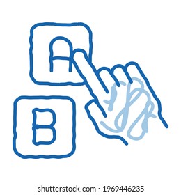 Pointing Letter sketch icon vector. Hand drawn blue doodle line art Pointing Letter sign. isolated symbol illustration