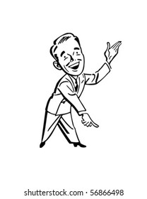 Pointing Man - Presenter - Retro Clip Art