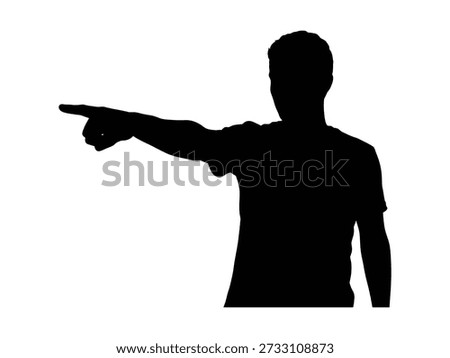 pointing man silhouette icon. vector illustration for direction, attention, accusation, guidance, and communication concepts.