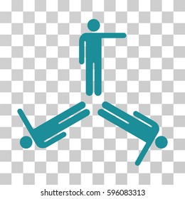 Pointing Men icon. Vector illustration style is flat iconic symbol, soft blue color, transparent background. Designed for web and software interfaces.