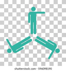 Pointing Men icon. Vector illustration style is flat iconic symbol, cyan color, transparent background. Designed for web and software interfaces.