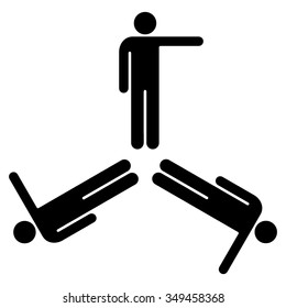 Pointing Men vector icon. Style is flat symbol, black color, rounded angles, white background.
