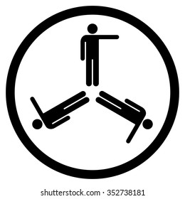 Pointing Men vector icon. Style is flat circled symbol, black color, rounded angles, white background.