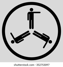 Pointing Men vector icon. Style is flat circled symbol, black color, rounded angles, light gray background.