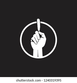 pointing up number one hand palm symbol vector