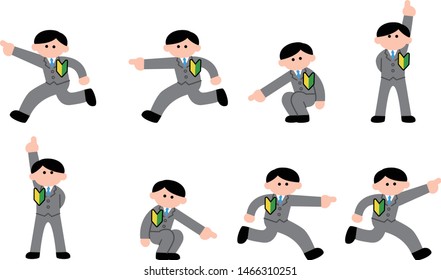 Pointing office worker illustration set