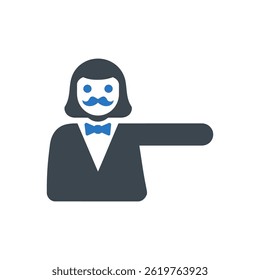 Zeigesymbol für professionelle Richtung einzeln auf weißem Hintergrund