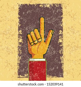 Pointing retro hand