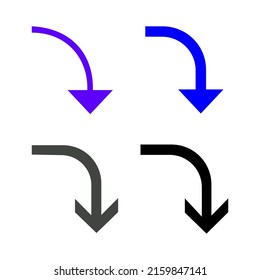 Apuntar a la derecha conjunto de iconos aislados en fondo blanco