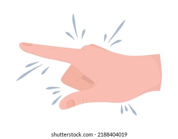 Pointing semi flat color vector hand gesture. Editable pose. Human body part on white. Showing way. Index finger cartoon style illustration for web graphic design, animation, sticker pack