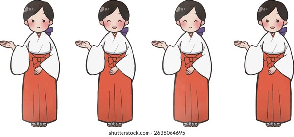 Pointing shrine maiden (facial expression difference)(right hand)