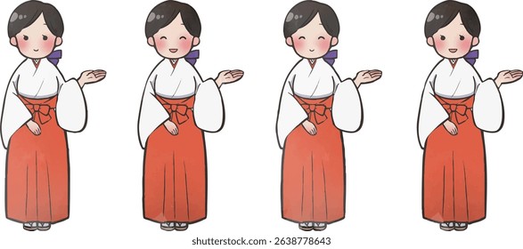 Pointing shrine maiden (facial expression difference) (left hand)