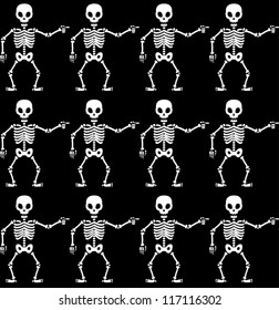 Pointing skeletons seamless pattern