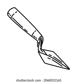 Pointing Trowel Part of Contractor Material and Equipment Device Hand Drawn Icon Set Vector.