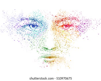 Pointism Illustration of a Human Face