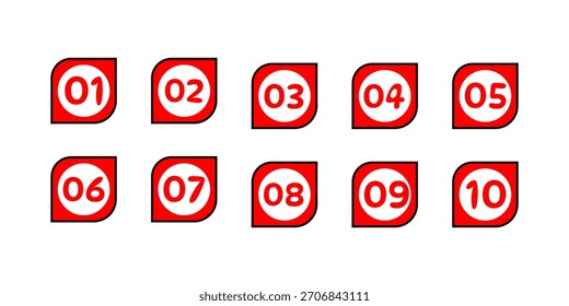 Puntos 1 a 10. Colección de diseños de números del 1 al 10 para números de serie, colas, pasos y otras necesidades de diseño.