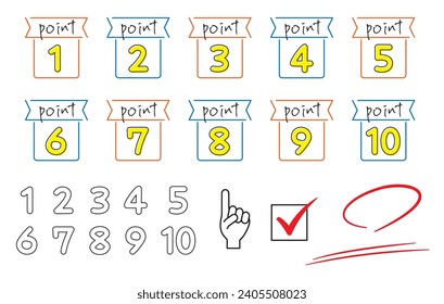 Points 1 to 10 number icon set