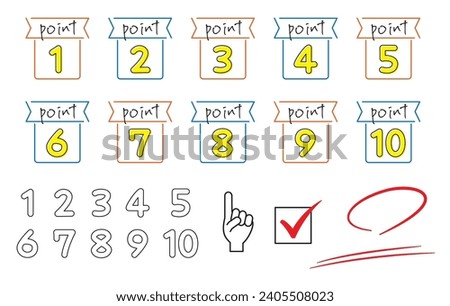 Points 1 to 10 number icon set