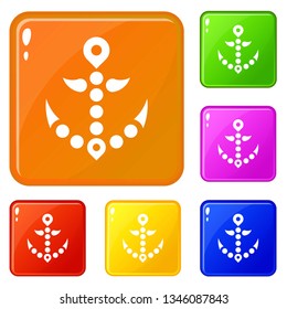 Points anchor icons set collection vector 6 color isolated on white background